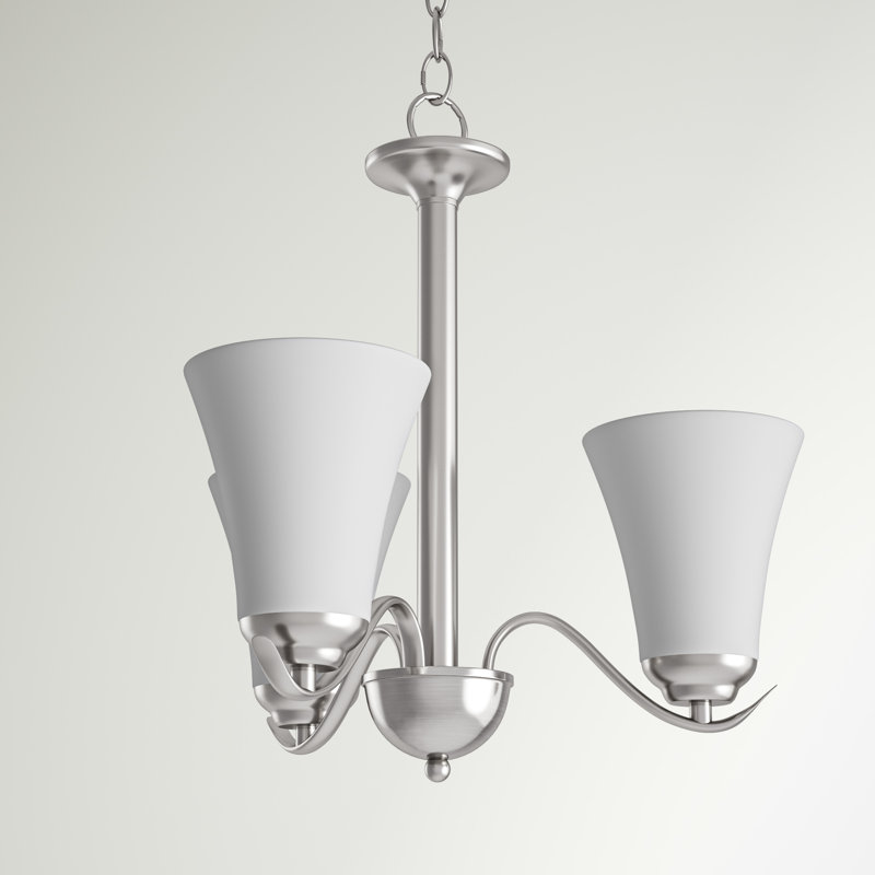 Lustre classique unique à 3 lumières Lavalley, Nickel satiné