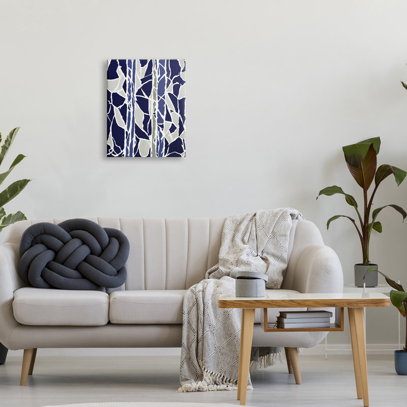 Indigo pierres mosaïque abstraite moderne en verre, Plaque murale, H 16 po x l 20 po
