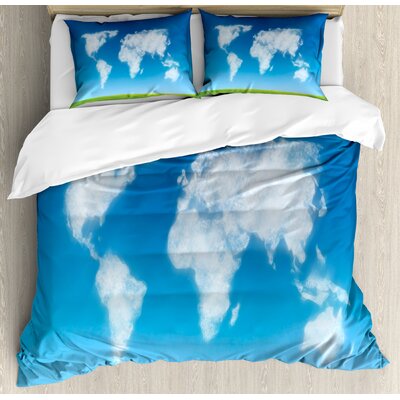 World Map Duvet Cover Set -  Ambesonne, nev_13747_queen