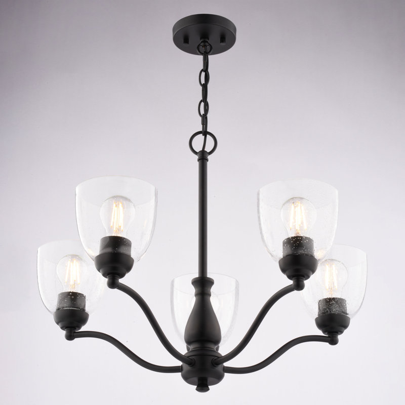 Bellwood 5-Light 24.5 In. Wide Traditional Chandelier, LED Compatible, Adjustable Height, Hanging Ceiling Pendant Fixture For Dining Table Kitchen Entryway Bedroom Island Foyer