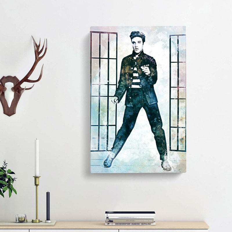 Elvis Presley in Jailhouse Rock in Abstract - Wrapped Canvas Painting Print, 50cm H x 35cm W x 3cm D