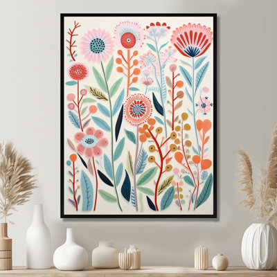 Blooming Wildflowers Retro Illustration - Botanicals Wall Art Living Room