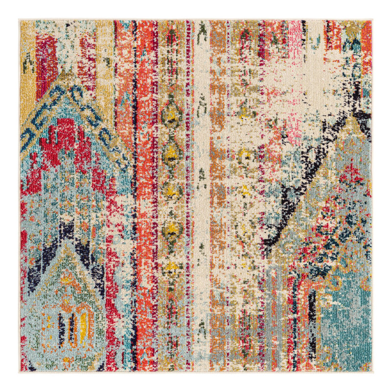 Newburyport Washable Geometric Indoor Rug, Square 8'