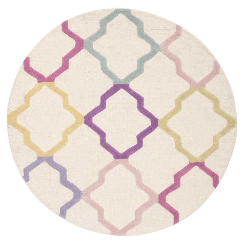 Tapis en laine indienne touffeté à la main pour enfants Thomaston, Rond 7 pi