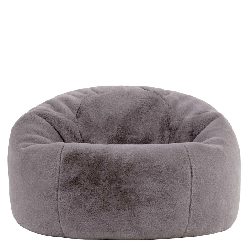 Kingston Faux Rabbit Fur Classic Bean Bag, Grey