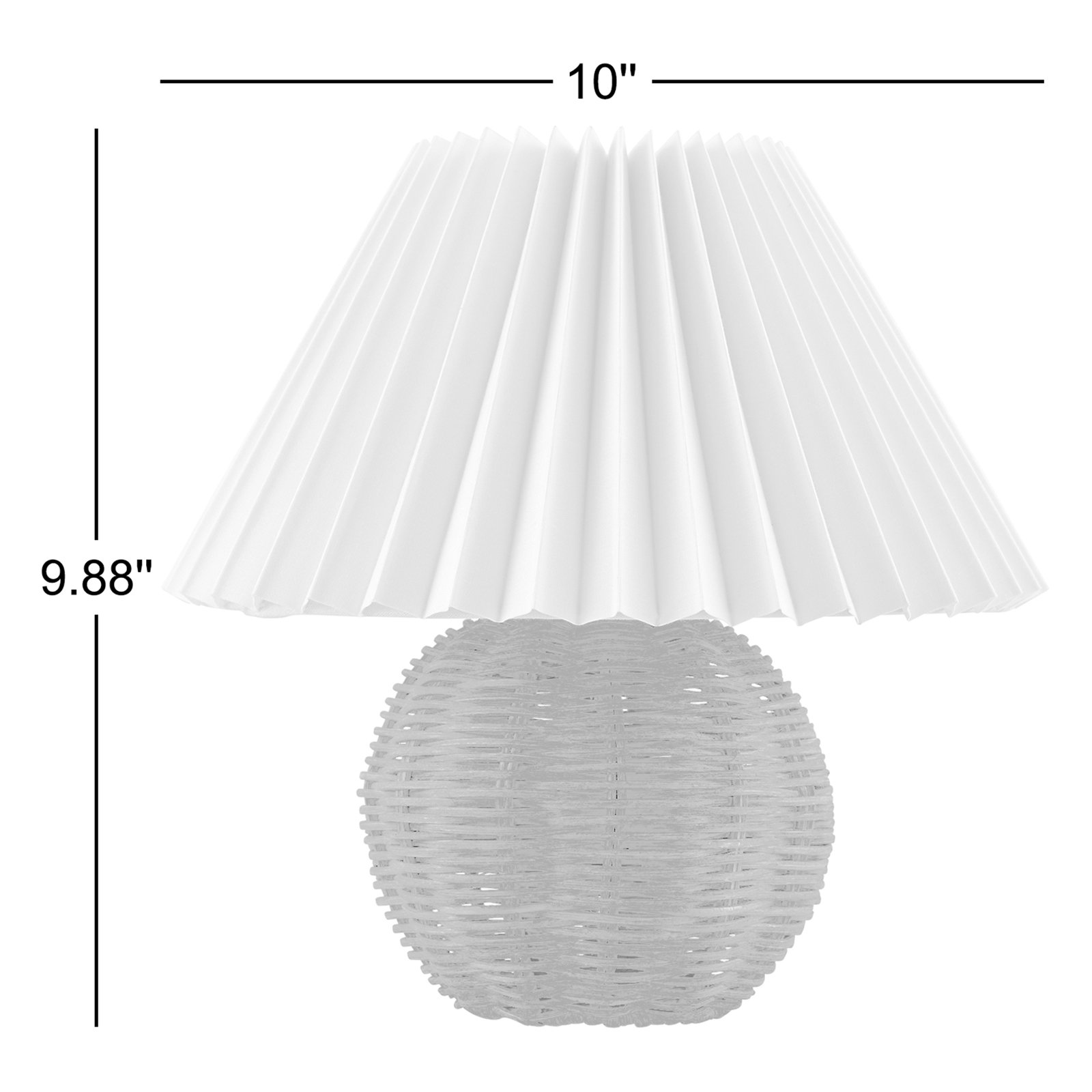 Chemise Rattan 10" Mini Table Lamp, Pleated Empire, Light Brown