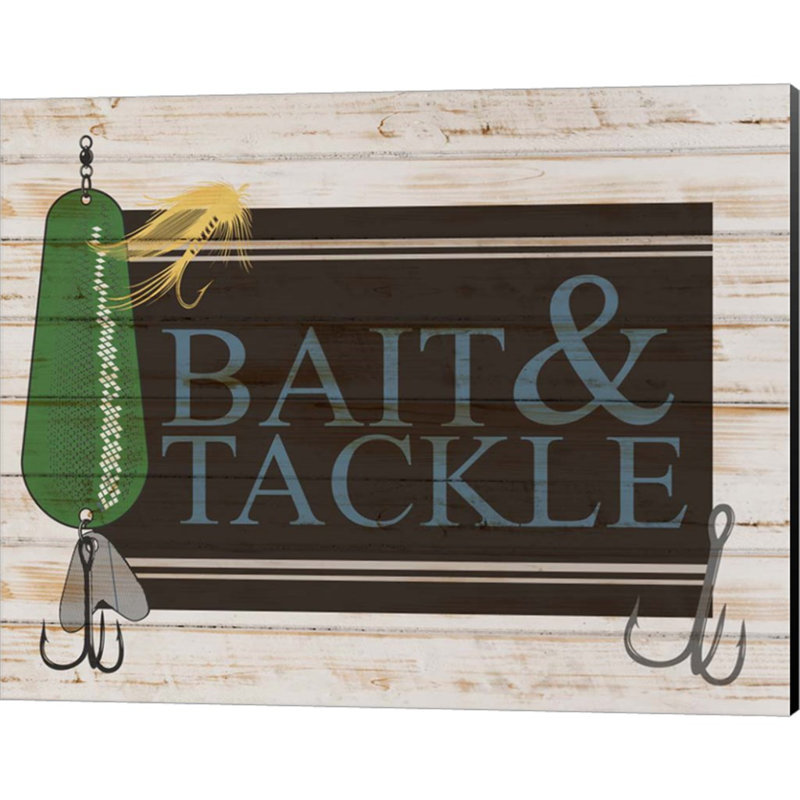 «Bait and Tackle» par Kimberly Allen - Art textuel sur toile tendue, Vert / bleu / jaune