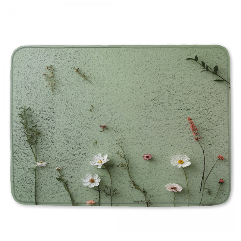 Tapis de bain Wildflowers on Green, 34in W x 21in L