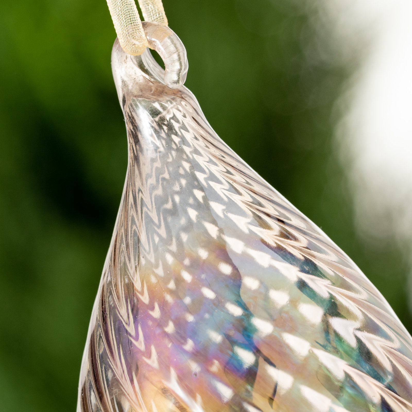 Frosted Reflections 9'' Striped Glass Finial Ornament