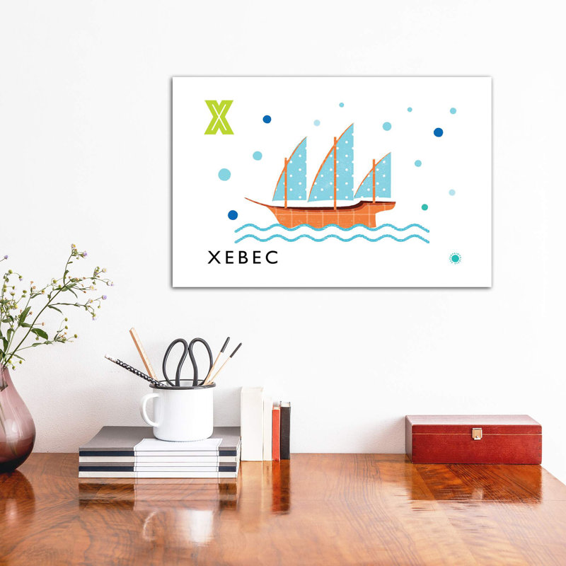 «X is for Xebec» - impression, Pas de tapis, Toile tendue, H 26 po x l 40 po x 1,5 po