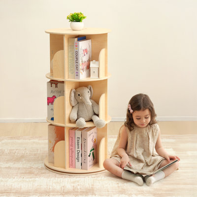 Rotating Bookshelf, Small Footprint, Large Capacity Corner Bookcase by Ebern Designs