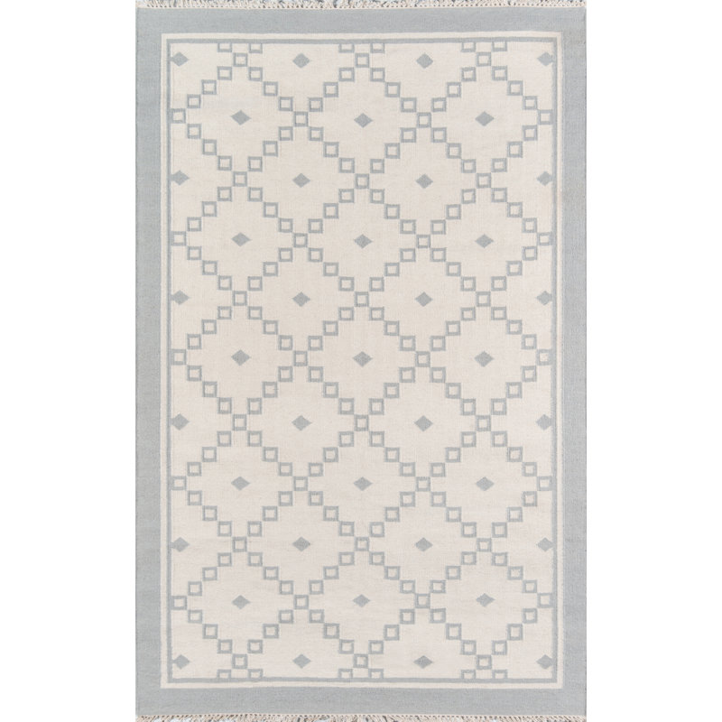 Thompson Wool Geometric Area Rug in Gray, Rectangle 3'6" x 5'6"