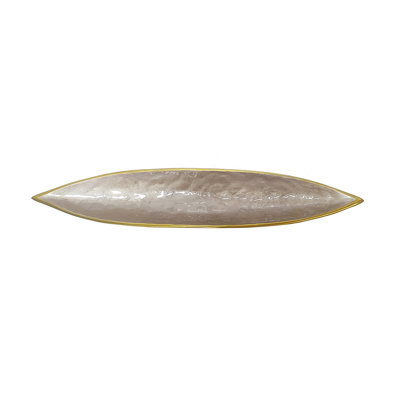 27x5.5x2" Decorative Aluminum Leaf Tray with Champagne Gold Finish