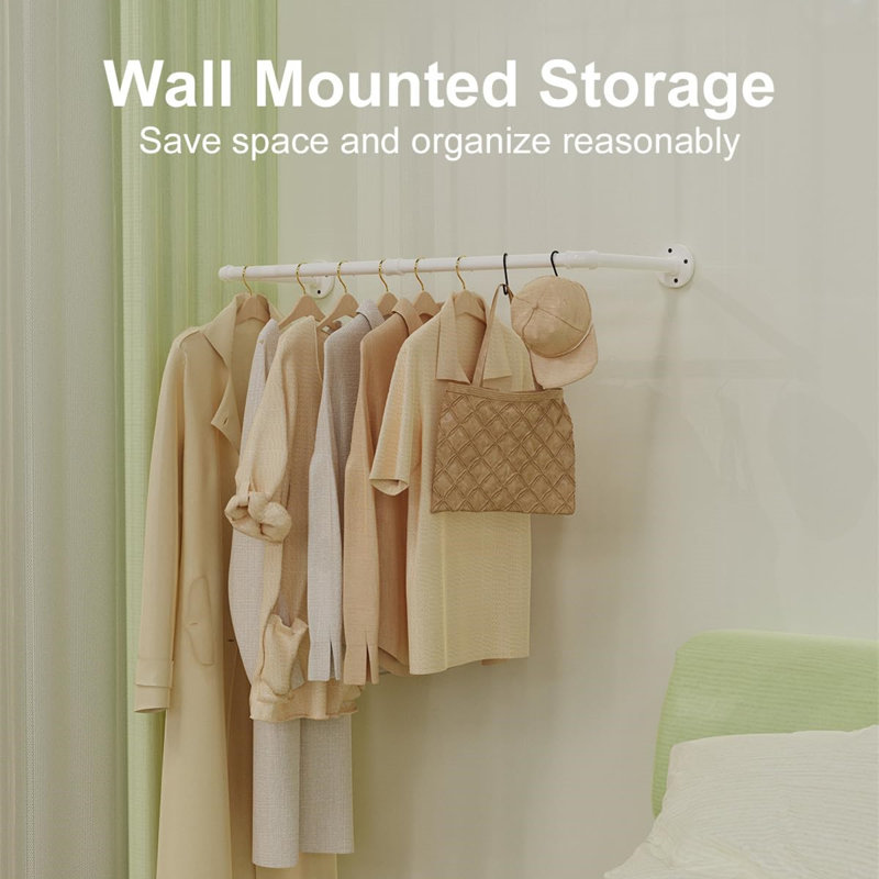 90cm Wall Mounted Clothes Rack, White