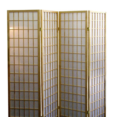 Cloison 70 po 4 d'inspiration japonaise avec finition en bois naturel. Définit la zone d'intimité. 4 panneaux de papier. Se plient facilement pour le rangement. Multicolore. Hauteur 70 po. Largeur 10 po. Profondeur 60 po. Bois de moustiquaire de 17 lb de hauteur.