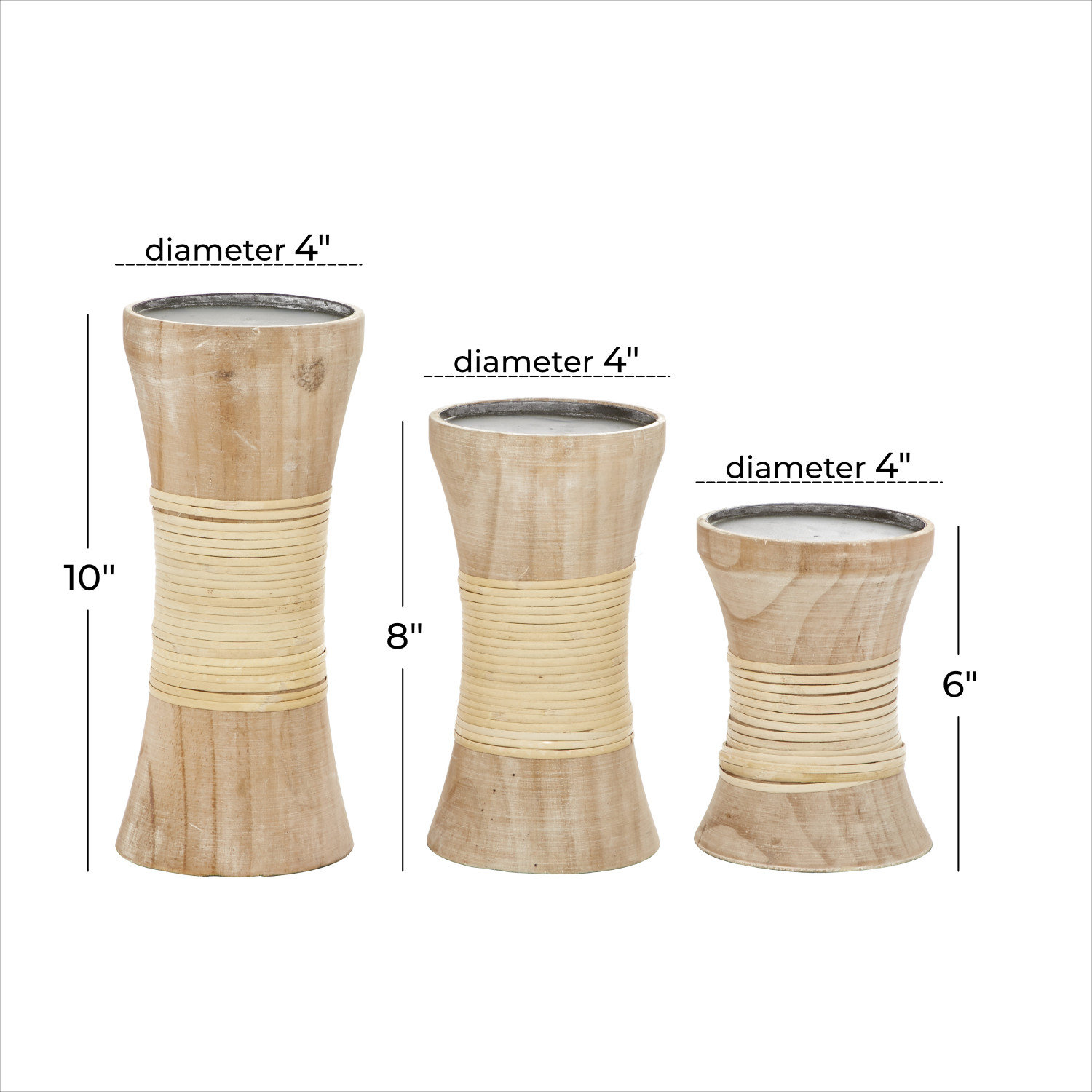 3-Piece Wood Candlestick Set