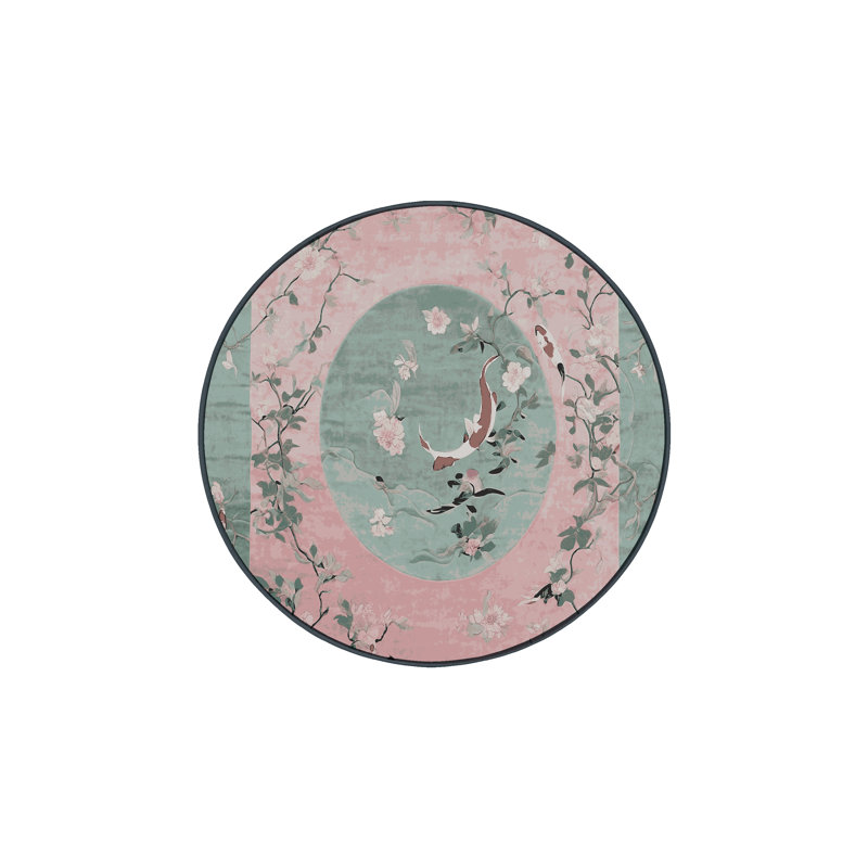 Tapis gris soyeux et moelleux, Rond 3 pi