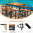 6 - Person Acacia Wicker Patio Dining Set with Rectangular Table