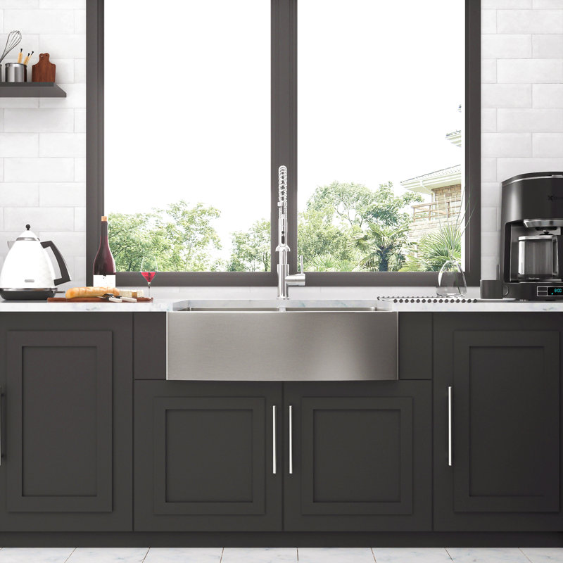 Double Bowl (50/50) Farmhouse Sink - Stainless Steel Apron Front Kitchen Sink 16 Gauge With Two Deep Basin
