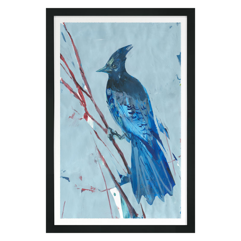 Blue Jay 3 Print by PC Ngo, 30" H x 20" W, Black Framed