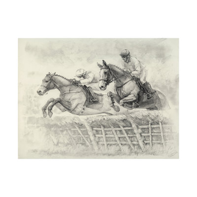 Horse Racing II a Hand Embelished Textured Canvas