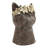 8.5X7.7X12.4" Magnesium Cat Statue Planter With Textured Brown Finish And Gold Leaf Crown