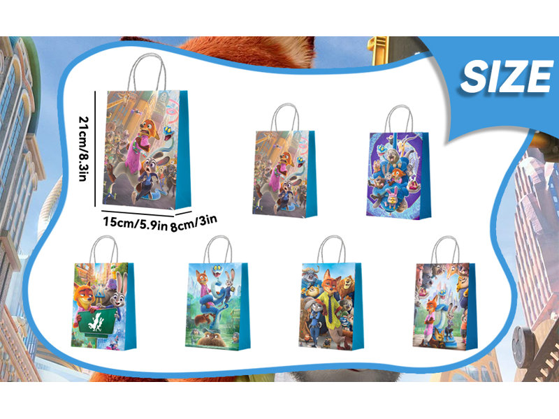 Sacs de fête Zootopia, 18 sacs-cadeaux Zootopia