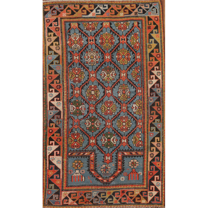 Tapis oriental pré-1900 à teinture végétale Kazak 3 x 5