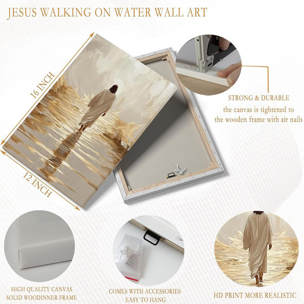 Marlow Home Co. Jesus Walking On Water Wall Art Christian Wall Decor ...