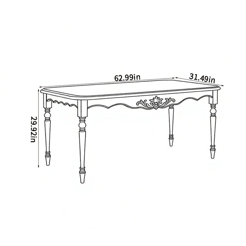 Table de salle à manger rétro tendance, H 29,92 po x L 62,99 po x l 31,49 po