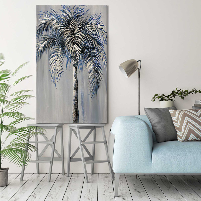 «Palm Magic Evening I» par Nan - Peinture, Toile tendue, H 60 po x l 36 po x P 1,5 po