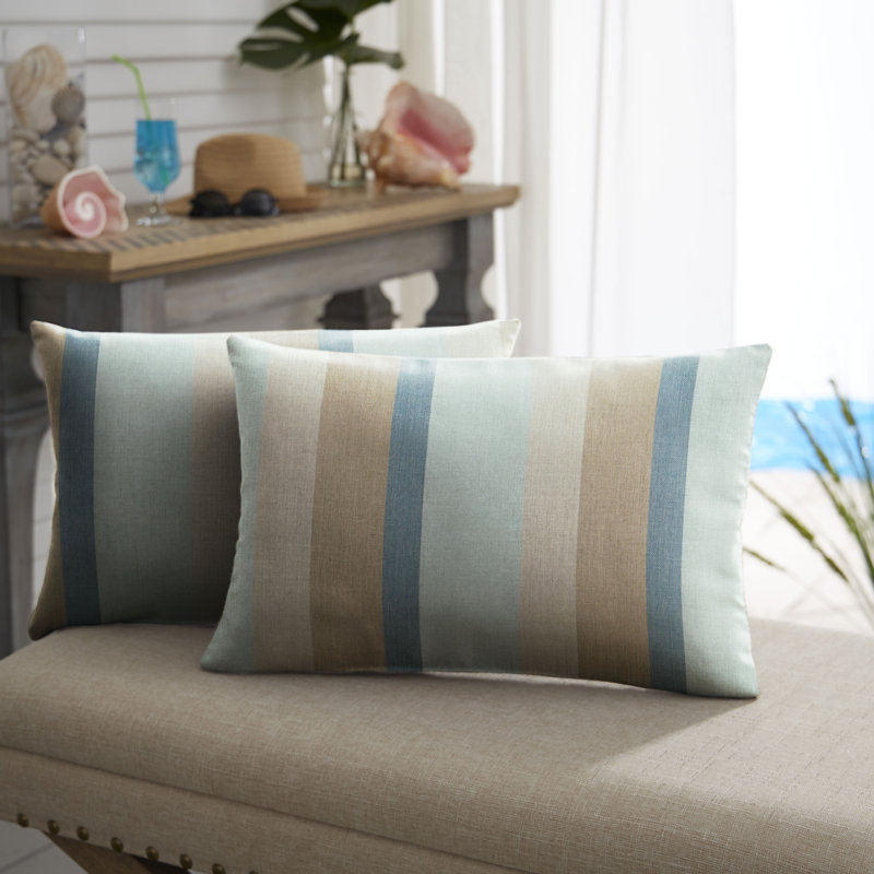 Striped Sunbrella® Outdoor Reversible Throw Pillow, 12" H x 24" W