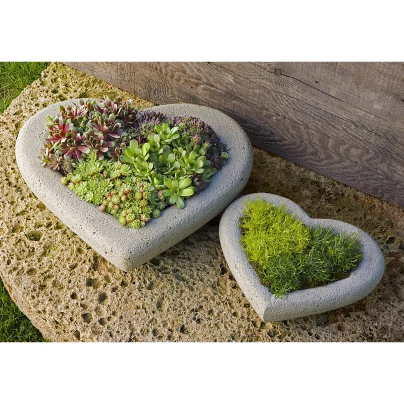Heart Pot Planter, 3" H x 12" W x 10" D, Verde