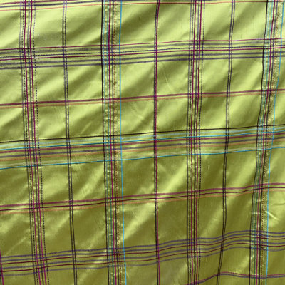 Hudson Fabric | Multi-Colored Stripe Plaid SIlk Fabric | Drapery & Curtain Fabric