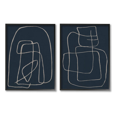 Contemporary Line Squiggle Shapes, ensemble de 2 estampes numériques par Susan Jill