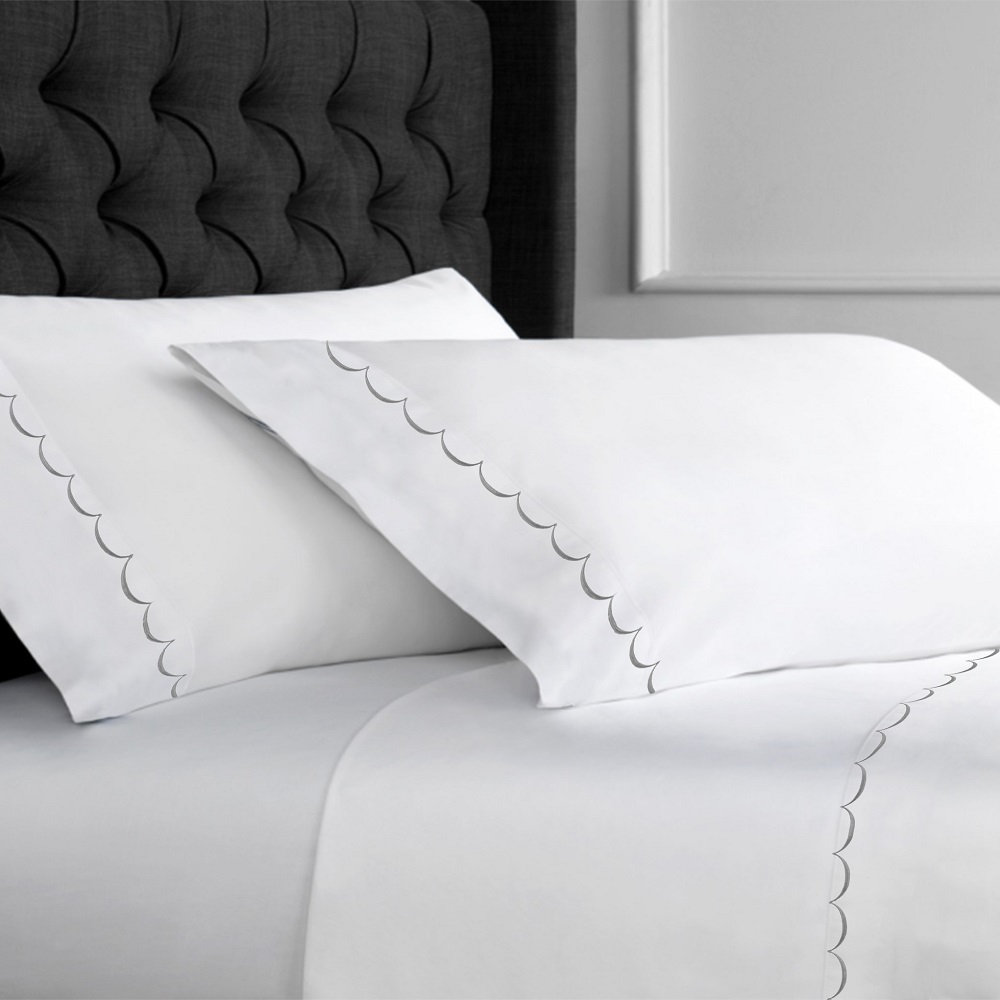 Camillo Cotton Sheet Set, King Sheet Set + Fitted Sheet + 2 Pillowcases, Gray