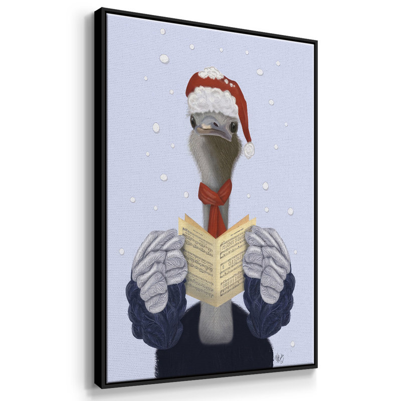 Ostrich, Carol Singing, reproduction d'art sur toile, Noir, H 25 po x l 17 po x P 1,5 po