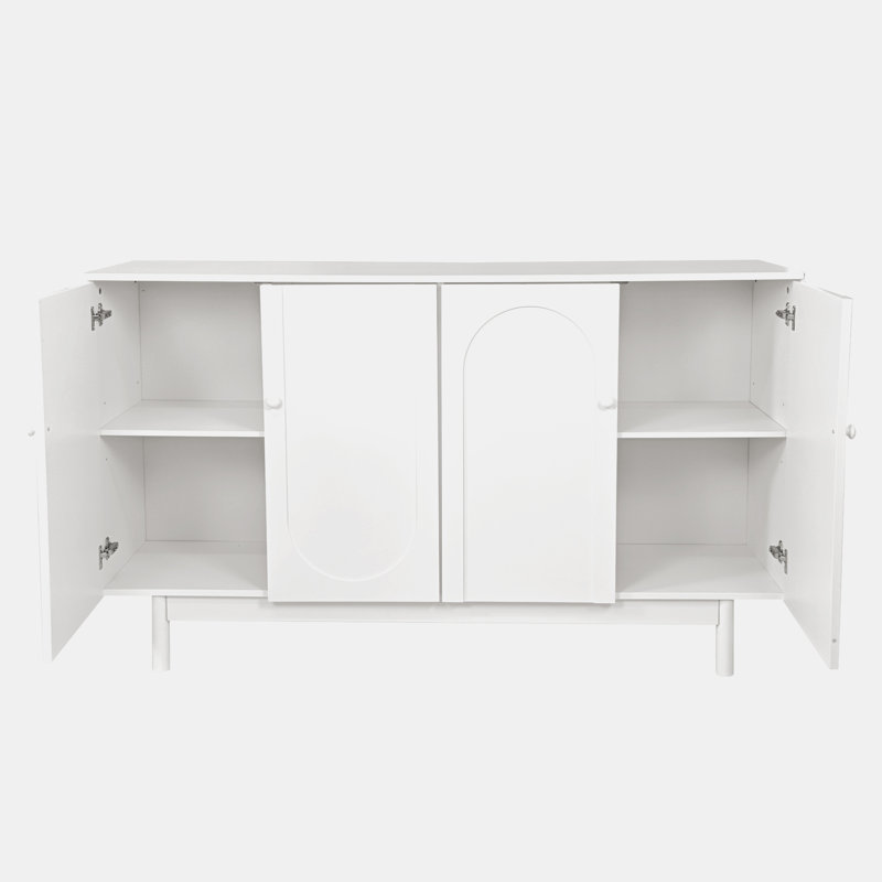 Console de rangement avec 4 portes, Blanc