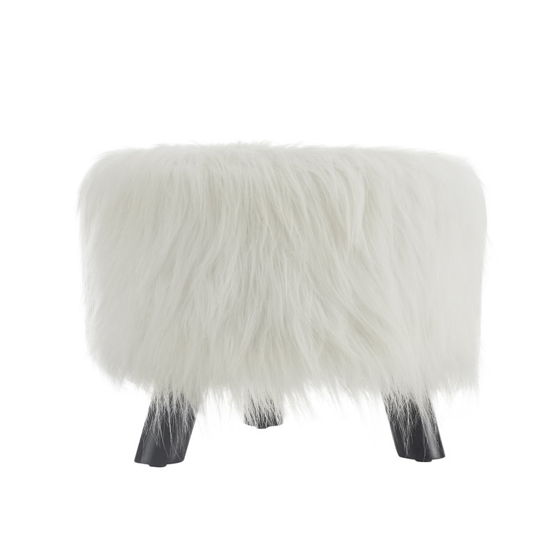 Bridie Upholstered Ottoman, White Polyester Blend