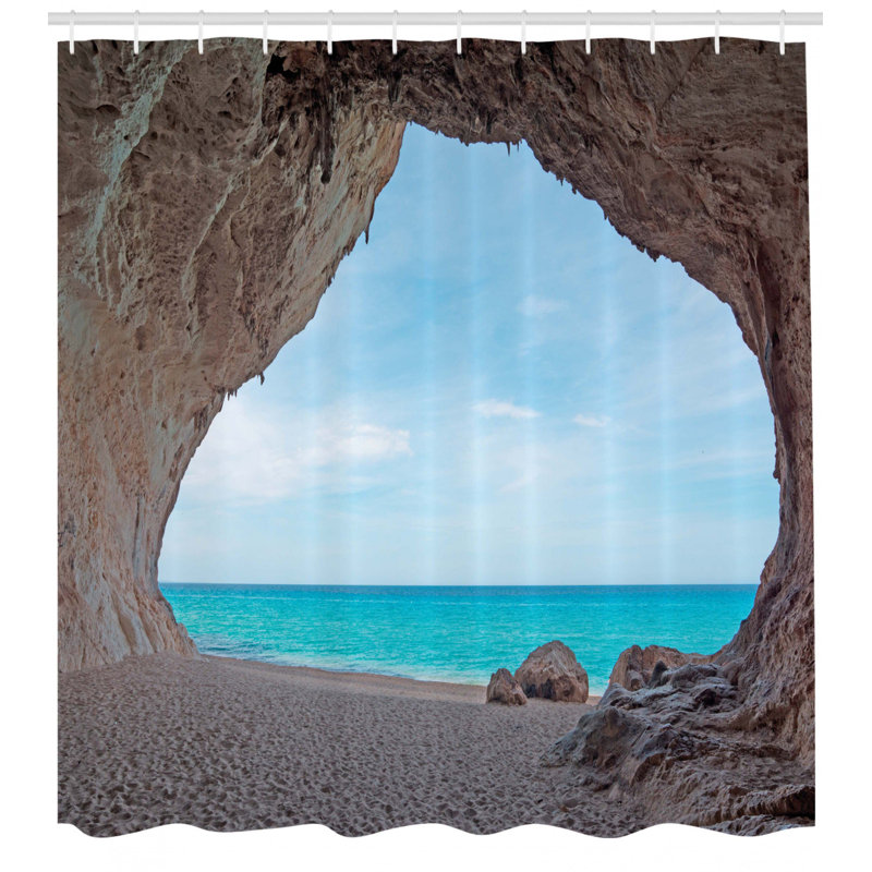 Ensemble de rideau de douche avec crochets natural cave, H 84 po x l 69 po