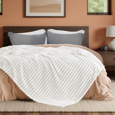 Cozy Winter Collection Bedsure 299gsm Fleece Throw Blanket with Classic Stipe Pattern GentleSoft™️