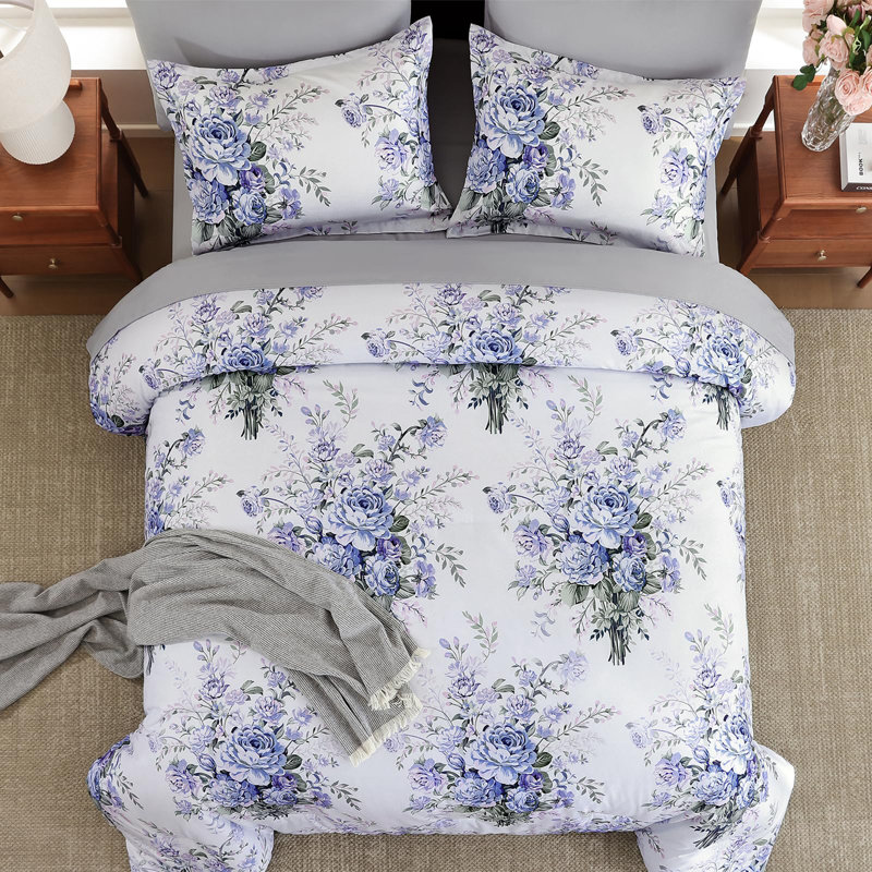 7-Piece Floral Comforter Set, All Season Soft Microfiber Bed in a Bag with Sheets, Queen Comforter + 6 Additional Pieces