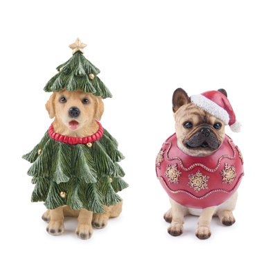 Figurine de chien des Fêtes (ensemble de 2)