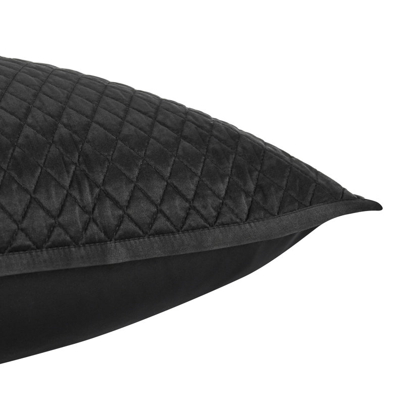 Taie décorative en satin de coton Winthrop, Européen, Noir