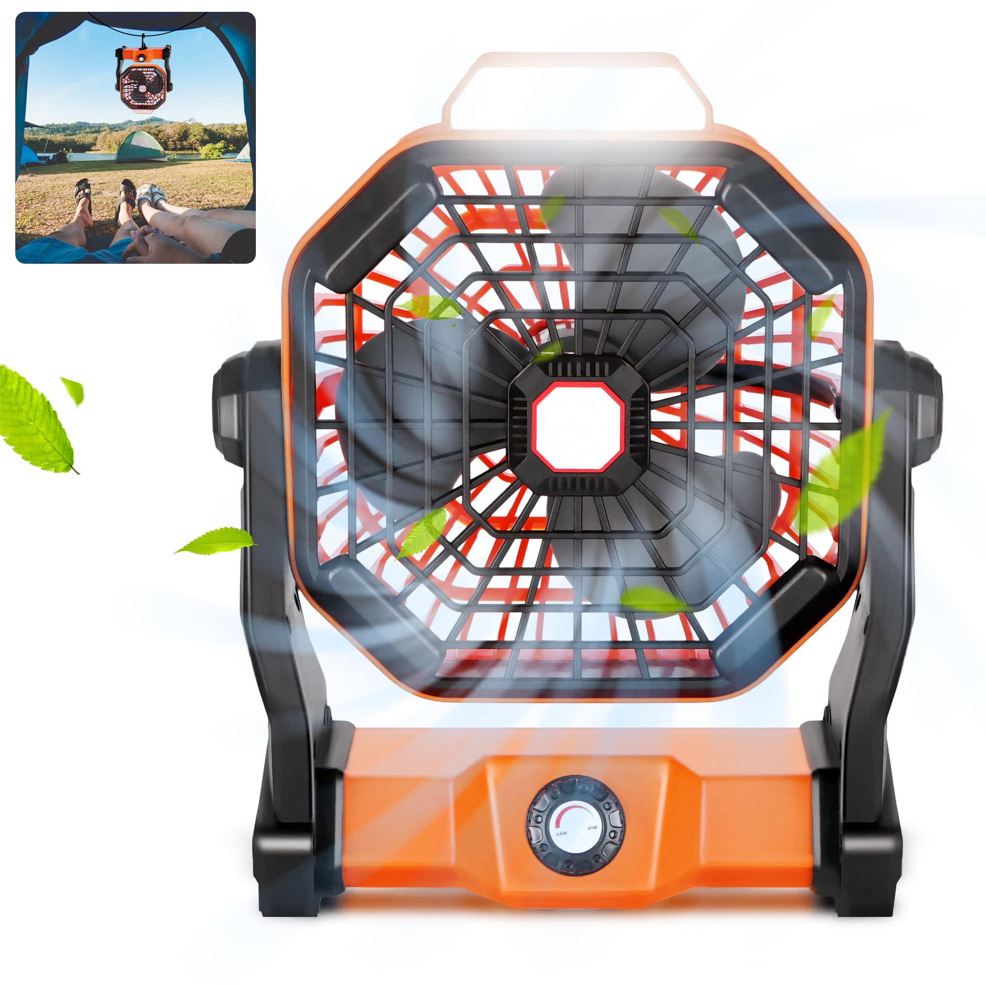 ESHOO Camping Fan With Led Lantern, 15000Mah Rechargeable Battery