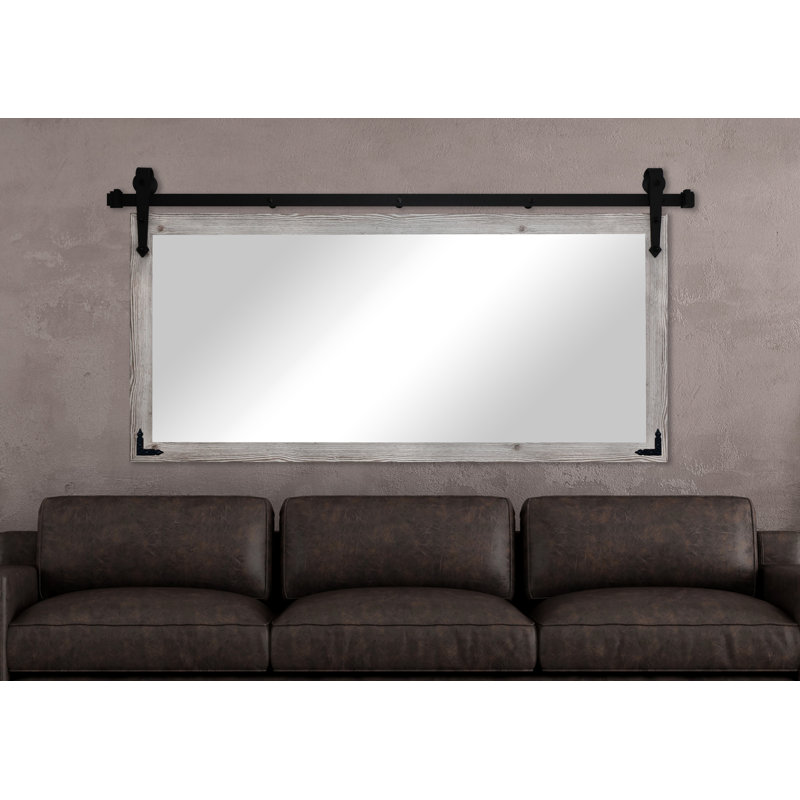 Neace Wood Wall Mirror, 38" H x 71" W, White Washed Barnwood