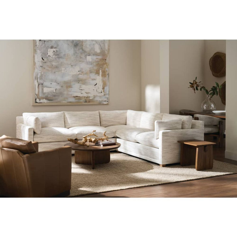 Sylvie Sectional, Cream Cotton Blend