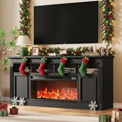 Unfinished TV Stand for TVs up to 75" with Fireplace Included