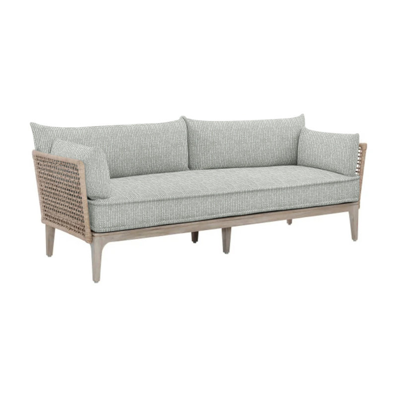 Catalonia Outdoor Teak Loveseat, Lt Grey Chenille Woven Stripe 6023-010