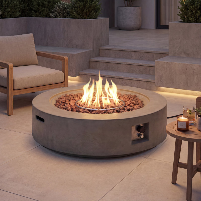 Borgia Concrete Propane Fire Pit Table, Gray